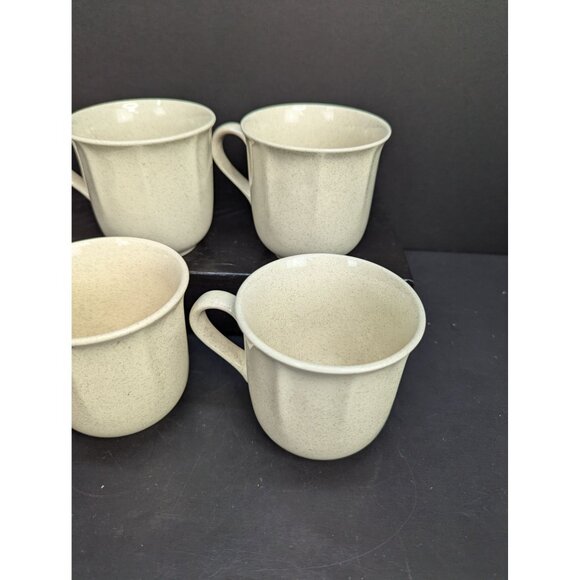 Market Square Plain & Fancy Stoneware Coffee/Tea Cups Girl with Basket Lot of 4 - Picture 5 of 8